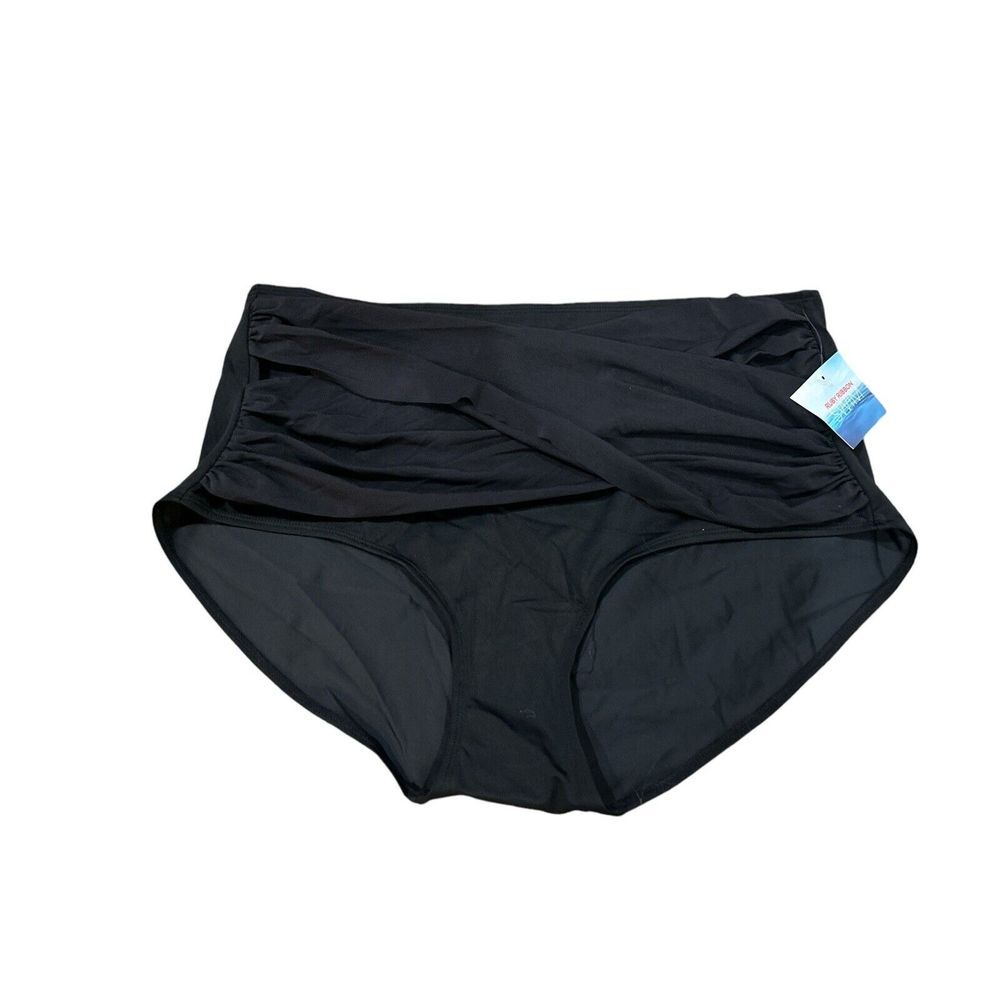 Women's Ruby Ribbon Black Ruched Front Swim Bottoms Sz‎ XXL #1912 NWT